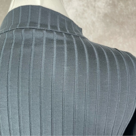 Eileen Fisher Washable Stretch Rib Funnel Neck 3/4 Sleeve Jersey Dress Blue XXS - Picture 6 of 10